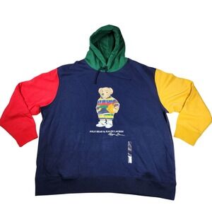 RARE Polo Ralph Lauren Basketball Bear Colorblock Hoodie Big & Tall 3XB‎ New